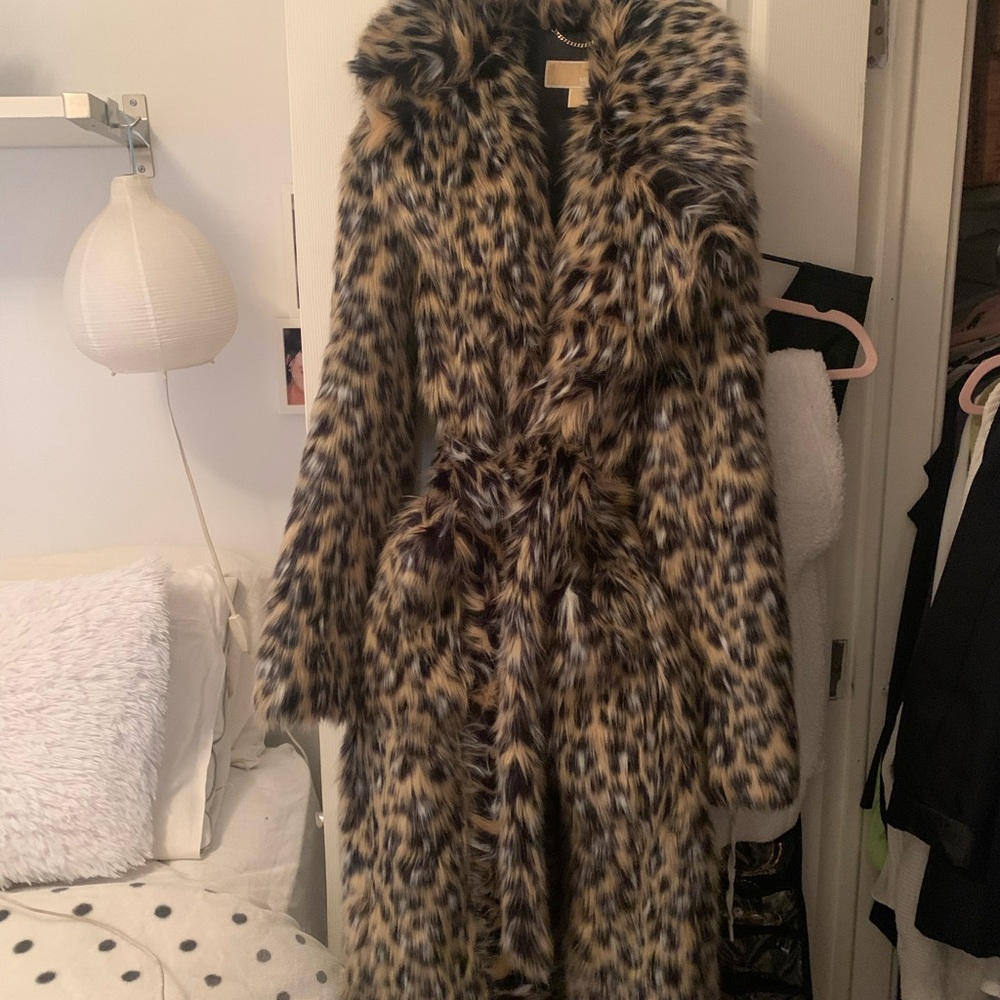 Chic Leopard Print Faux Fur Coat